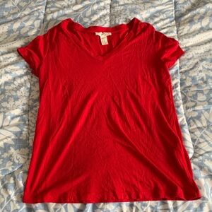 Forever 21 Bold Red V-Neck Tee
